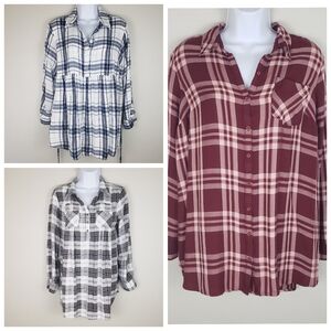 Lot Of Three Plaid Maternity Tops Motherhood Maternity And Isabel Medium & Large